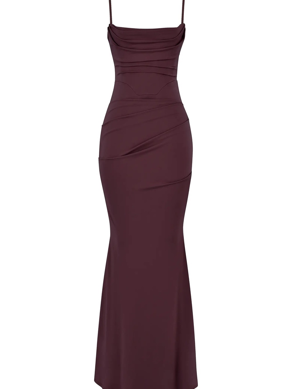 House of CB Plum Ruched Cowl Neck Maxi Dress
